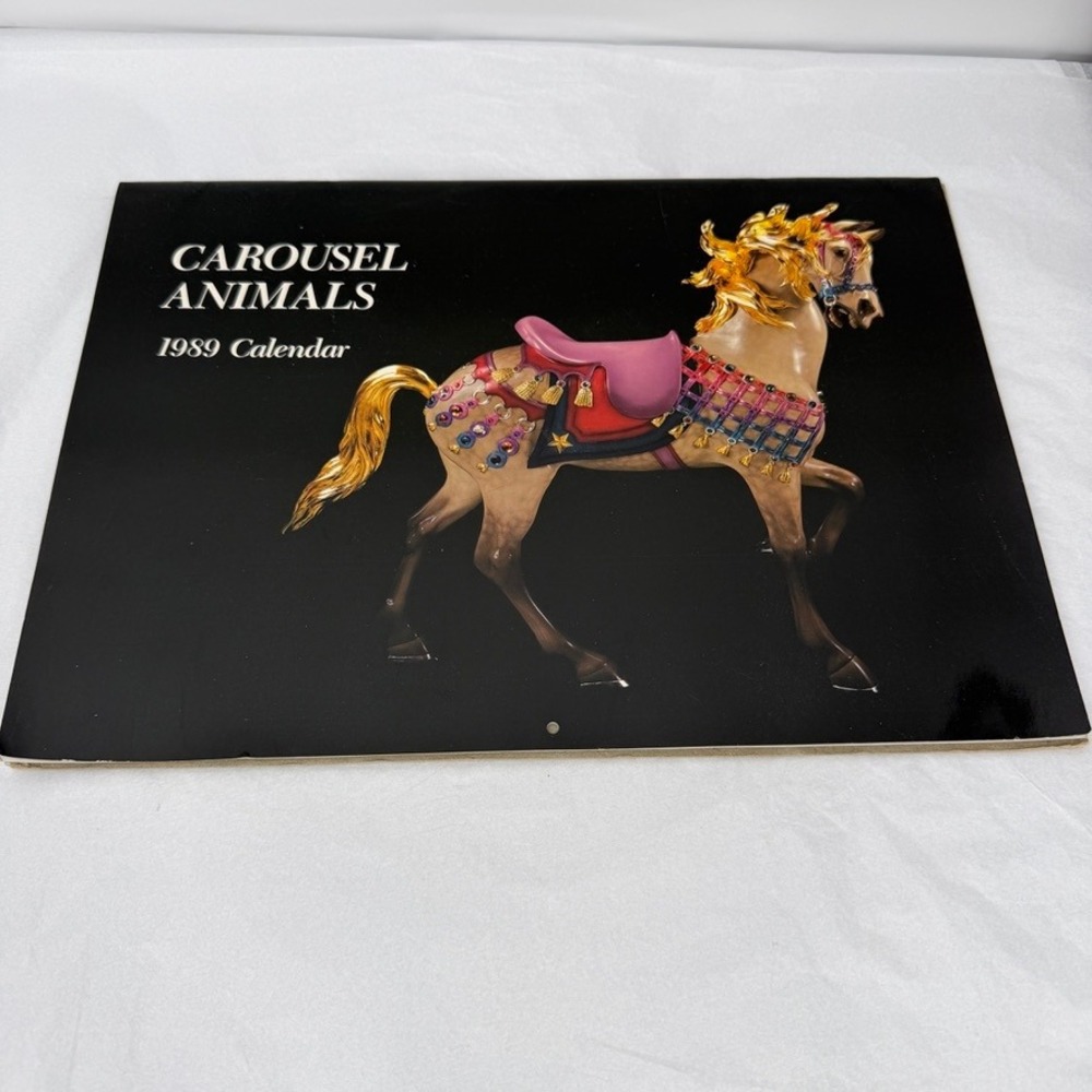 Carousel Animals 1989 Calendar VTG Horse Art Photography Ephemera Equestrian